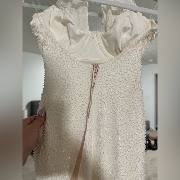 NWT Oh Polly Sicily embellished halter dress in ivory. US 2+ (bigger bust). - Picture 7 of 11